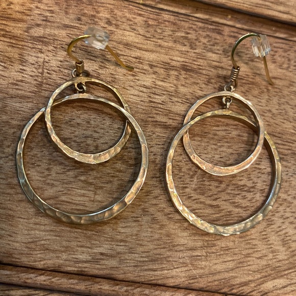 Hammered Double Hoop Earrings - Picture 3 of 3